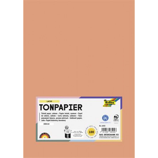 Színes papír, A4, 130 g, 100 lap, FOLIA, lazac Színes papír, A4, 130 g, 100 lap, FOLIA, lazac