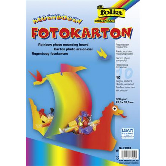 Dekorkarton, 22,5x32 cm, 300 g, 10 lap, FOLIA, vegyes színek