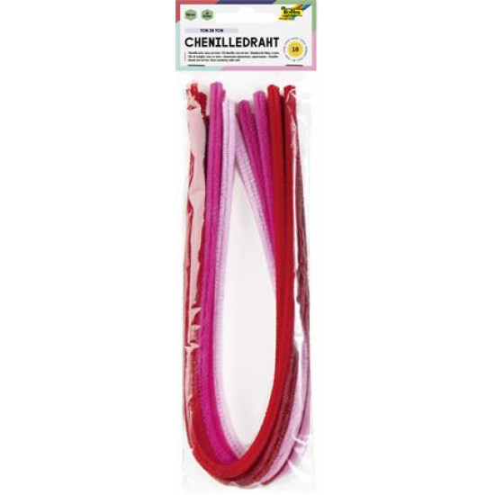 Zseníilia drót, 50 cm, FOLIA "Colour Tone Mix", 10 piros árnyalat