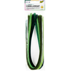 Zseníilia drót, 50 cm, FOLIA "Colour Tone Mix", 10 zöld árnyalat