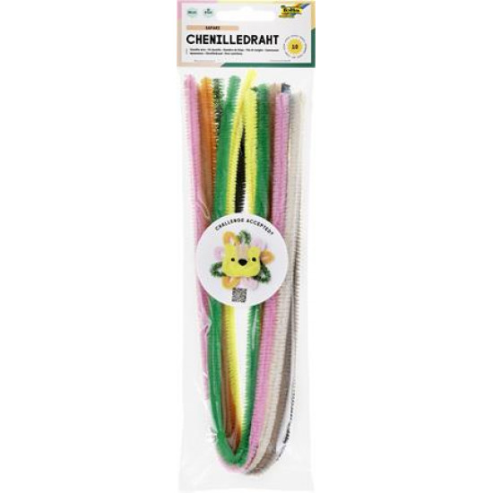 Zseníilia drót, 50 cm, FOLIA "Szafari", 10 különböző szín