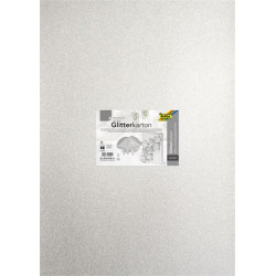 Dekorkarton tömb, csillámos, 1 oldalas, 50x70 cm, 300g, 5 lap, FOLIA, ezüst