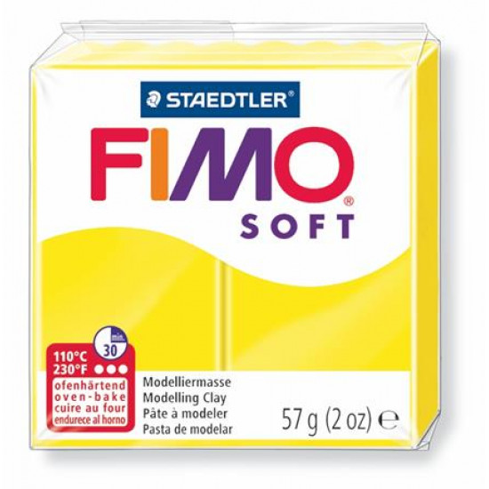 Gyurma, 57 g, égethető, FIMO "Soft", citromsárga