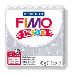 Gyurma, 42 g, égethető, FIMO "Kids", glitteres ezüst