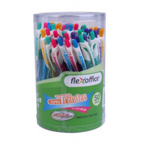 Zseléstoll, 0,35 mm, nyomógombos, vegyes színű test, FLEXOFFICE "Trendee", kék Zseléstoll, 0,35 mm, nyomógombos, vegyes színű test, FLEXOFFICE "Trendee", kék