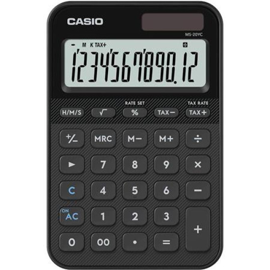 Számológép, asztali, 12 számjegy, CASIO, "MS 20 YC", fekete Számológép, asztali, 12 számjegy, CASIO, "MS 20 YC", fekete