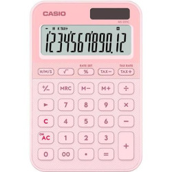 Számológép, asztali, 12 számjegy, CASIO, "MS 20 YC", világos rózsaszín