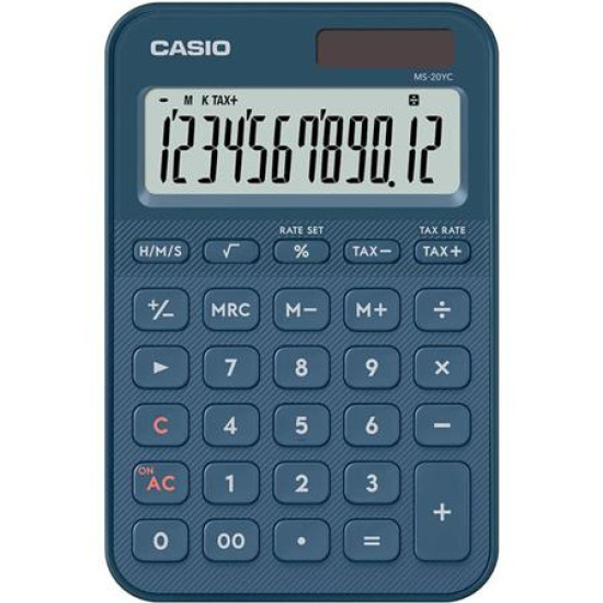 Számológép, asztali, 12 számjegy, CASIO, "MS 20 YC", kék Számológép, asztali, 12 számjegy, CASIO, "MS 20 YC", kék