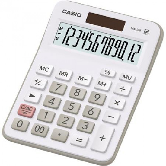 Számológép, asztali, 12 számjegy, CASIO "MX 12WE", fehér