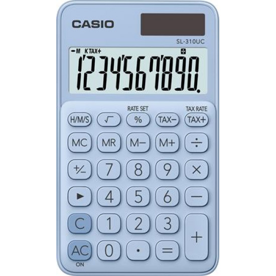 Zsebszámológép, 10 számjegy, CASIO "SL 310", világoskék