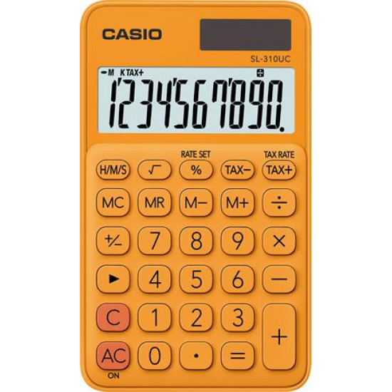 Zsebszámológép, 10 számjegy, CASIO "SL 310", narancs