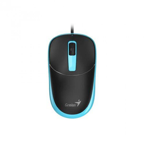 Egér, vezetékes, optikai, normál méret, USB, GENIUS "DX-123", fekete-kék