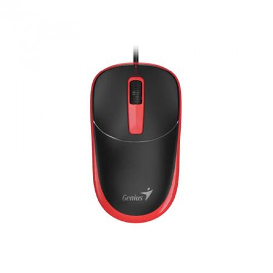 Egér, vezetékes, optikai, normál méret, USB, GENIUS "DX-123", fekete-piros