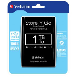 2,5" HDD (merevlemez), 1TB, USB 3.0, VERBATIM, fekete 2,5" HDD (merevlemez), 1TB, USB 3.0, VERBATIM, fekete
