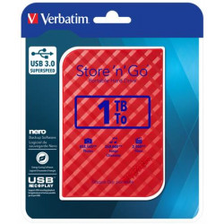 2,5" HDD (merevlemez), 1TB, USB 3.0, VERBATIM "Store n Go", piros 2,5" HDD (merevlemez), 1TB, USB 3.0, VERBATIM "Store n Go", piros
