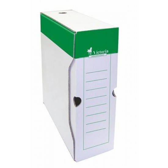 Archiválódoboz, A4, 100 mm, karton, VICTORIA, zöld-fehér