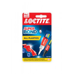 Pillanatragasztó gél, 2 g + 4 ml, HENKEL "Loctite Super Bond Plastik"