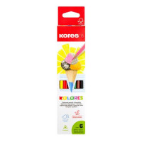 Színes ceruza készlet, háromszögletű, KORES "Triangular", 6 különböző szín Színes ceruza készlet, háromszögletű, KORES "Triangular", 6 különböző szín