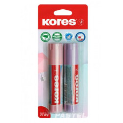 Ragasztóstift, pasztell színű tokban, 2x20 g, KORES, vegyes színek