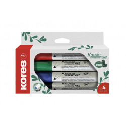 Tábla- és flipchart marker készlet, vágott, KORES "Eco K-Marker", 4 különböző szín Tábla- és flipchart marker készlet, vágott, KORES "Eco K-Marker", 4 különböző szín