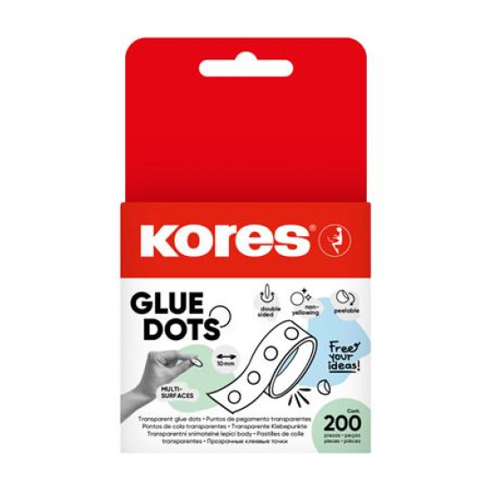 Ragasztópont, kétoldalas, 200 db, KORES "Glue Dots", átlátszó