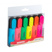 Szövegkiemelő készlet, 0,5-5 mm, KORES, 6 különböző szín Szövegkiemelő készlet, 0,5-5 mm, KORES, 6 különböző szín