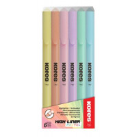 Szövegkiemelő készlet, 0,5-5 mm, KORES , 6 különböző pasztell szín Szövegkiemelő készlet, 0,5-5 mm, KORES , 6 különböző pasztell szín