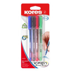 Golyóstoll készlet, 1,0 mm, kupakos, KORES "K1-M", vegyes színek