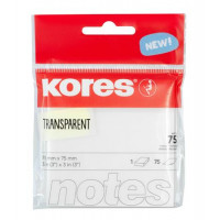Öntapadó jegyzettömb, 75x75 mm, 75 lap, KORES, áttetsző Öntapadó jegyzettömb, 75x75 mm, 75 lap, KORES, áttetsző