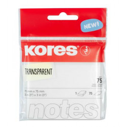 Öntapadó jegyzettömb, 75x75 mm, 75 lap, KORES, áttetsző Öntapadó jegyzettömb, 75x75 mm, 75 lap, KORES, áttetsző