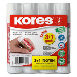 Ragasztóstift, 20 g, 3+1 akciós kiszerelés, KORES Ragasztóstift, 20 g, 3+1 akciós kiszerelés, KORES