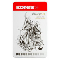 Grafitceruza készlet, fém doboz, háromszögletű, KORES "GRAFITOS", 12 különböző keménység Grafitceruza készlet, fém doboz, háromszögletű, KORES "GRAFITOS", 12 különböző keménység