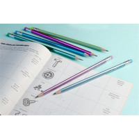 Grafitceruza radírral, HB, háromszögletű, KORES "GRAFITOS Style", vegyes metál színek Grafitceruza radírral, HB, háromszögletű, KORES "GRAFITOS Style", vegyes metál színek