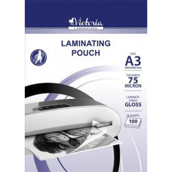 Meleglamináló fólia, 75 mikron, A3, fényes, VICTORIA