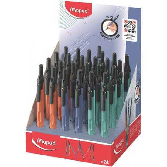 Körző display, heggyel, 2in1, ceruzává alakítható, MAPED „Compass Pen”, vegyes színek Körző display, heggyel, 2in1, ceruzává alakítható, MAPED „Compass Pen”, vegyes színek