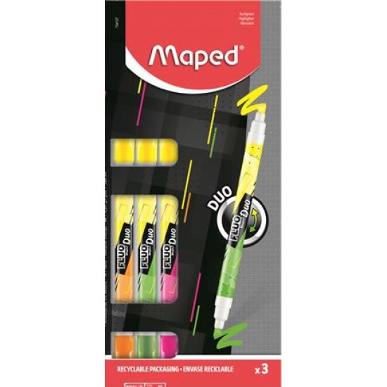 Szövegkiemelő készlet, 1-5 mm, kétvégű, MAPED "Fluo Peps Duo", vegyes színek