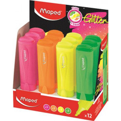 Szövegkiemelő display, 1-5 mm, MAPED "Glitter Fluo Peps", vegyes fluoreszkáló színek Szövegkiemelő display, 1-5 mm, MAPED "Glitter Fluo Peps", vegyes fluoreszkáló színek