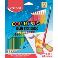 Színes ceruza készlet, háromszögletű, kétvégű, MAPED "Color`Peps Duo", 48 különböző szín Színes ceruza készlet, háromszögletű, kétvégű, MAPED "Color`Peps Duo", 48 különböző szín