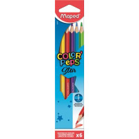 Színes ceruza készlet, háromszögletű, MAPED "Color`Peps", 6 különböző szín Színes ceruza készlet, háromszögletű, MAPED "Color`Peps", 6 különböző szín
