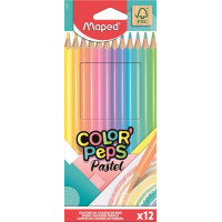 Színes ceruza készlet, háromszögletű, MAPED "Color`Peps Pastel", 12 különböző pasztell szín Színes ceruza készlet, háromszögletű, MAPED "Color`Peps Pastel", 12 különböző pasztell szín