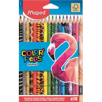 Színes ceruza készlet, háromszögletű, MAPED "Color`Peps Animal", 18 különböző szín Színes ceruza készlet, háromszögletű, MAPED "Color`Peps Animal", 18 különböző szín