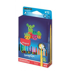 Filctoll készlet, 3,7 mm, kimosható, dobozos, MAPED „Color`Peps Long Life 2”, 12 különböző szín