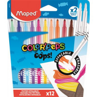 Filctoll készlet, 3,6 mm, törölhető, MAPED "Color`Peps Oops!", 10+2 különböző szín Filctoll készlet, 3,6 mm, törölhető, MAPED "Color`Peps Oops!", 10+2 különböző szín