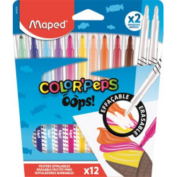 Filctoll készlet, 3,6 mm, törölhető, MAPED "Color`Peps Oops!", 10+2 különböző szín