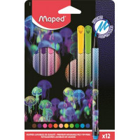 Filctoll készlet, 0,8 mm, kimosható, MAPED "Deepsea Paradise", 12 különböző szín Filctoll készlet, 0,8 mm, kimosható, MAPED "Deepsea Paradise", 12 különböző szín