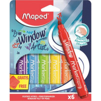 Ablakfilc készlet, vastag, törlőkendővel, 5 mm, MAPED "Marker`Peps", 6 különböző szín Ablakfilc készlet, vastag, törlőkendővel, 5 mm, MAPED "Marker`Peps", 6 különböző szín
