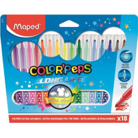 Filctoll készlet, mosható, MAPED "Color`Peps", 18 különböző szín Filctoll készlet, mosható, MAPED "Color`Peps", 18 különböző szín