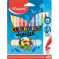 Filctoll készlet, 2,8 mm, kimosható, MAPED "Color`Peps Jungle", 12 különböző szín Filctoll készlet, 2,8 mm, kimosható, MAPED "Color`Peps Jungle", 12 különböző szín