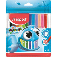 Filctoll készlet, 2 mm, kimosható, MAPED "Color`Peps Ocean", 12 különböző szín Filctoll készlet, 2 mm, kimosható, MAPED "Color`Peps Ocean", 12 különböző szín