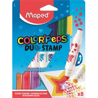 Filctoll készlet, 7,5 mm, kétvégű, MAPED "Color`Peps Duo Stamp" 8 különböző szín és minta Filctoll készlet, 7,5 mm, kétvégű, MAPED "Color`Peps Duo Stamp" 8 különböző szín és minta